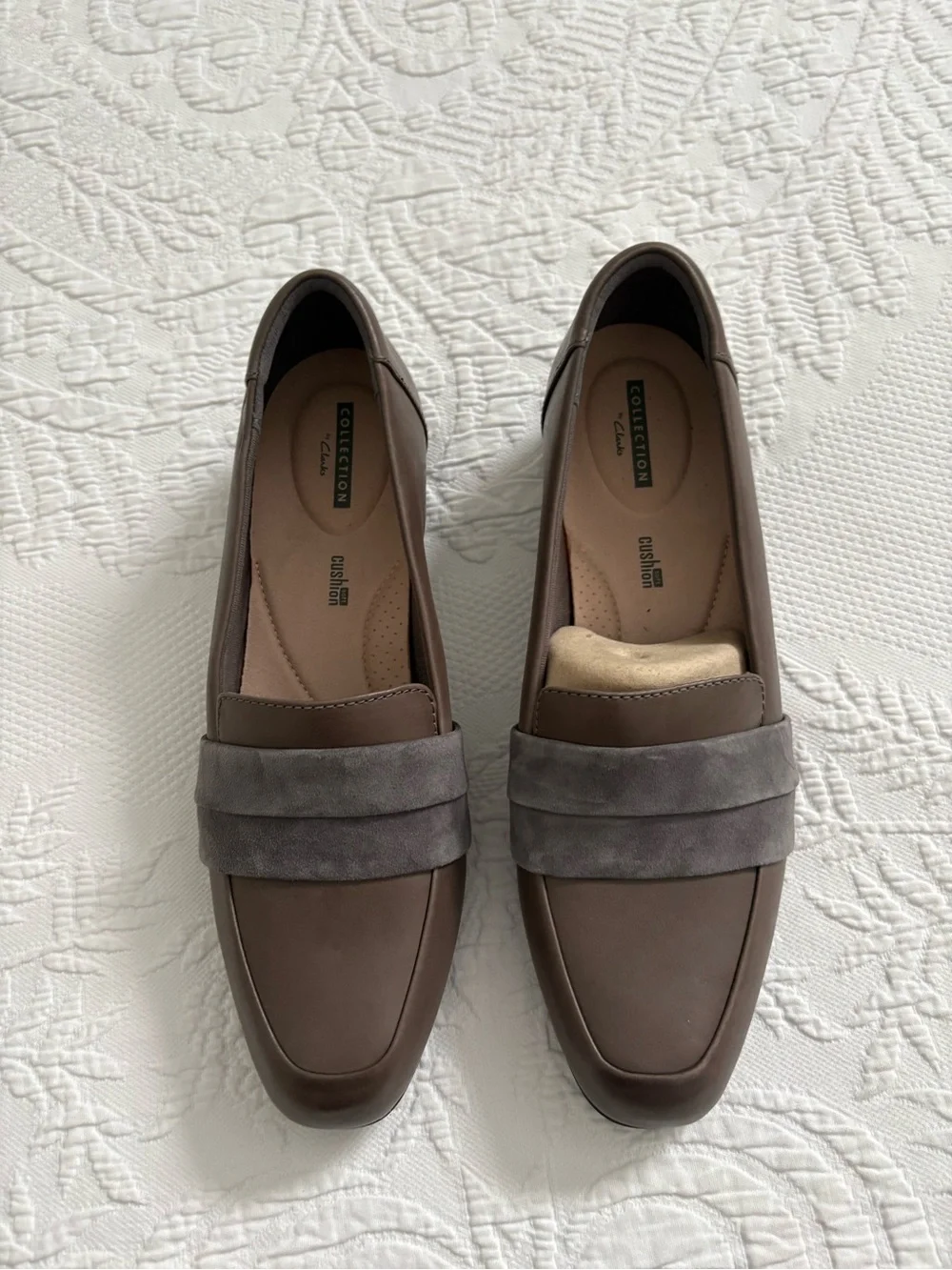 Clarks Collection Juliet Rose Leather Loafer Gray pumps low heel slip on size 11